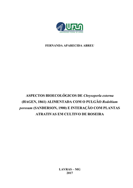 (HAGEN, 1861) ALIMENTADA COM O PULGÃO Rodobium Porosum (SANDERSON, 1900) E INTERAÇÃO COM PLANTAS