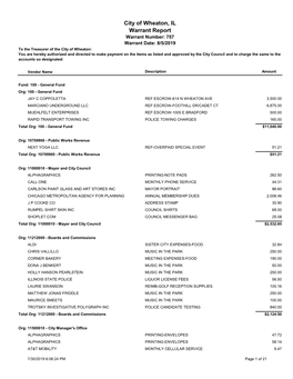 City of Wheaton, IL Warrant Report