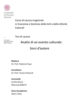 Analisi Di Un Evento Culturale: Sorsi D'autore