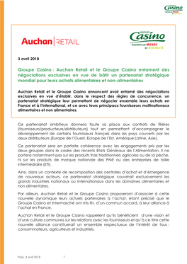 Groupe Casino : Auchan Retail Et Le Groupe Casino Entament Des