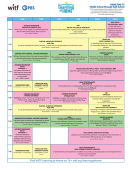 Middle School Through High School PRIMETIME TV Find WITF Learning