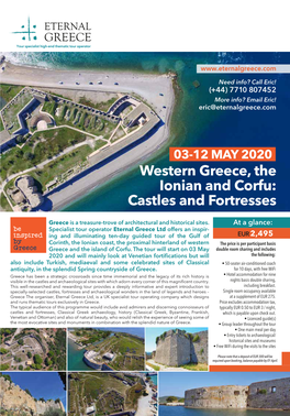 Western Greece, the Ionian and Corfu: Castles and Fortresses