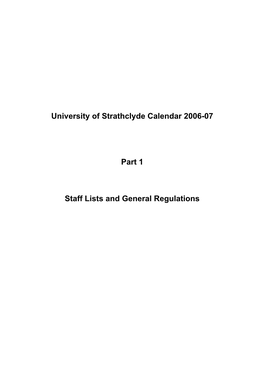 University of Strathclyde Calendar 2006-07 Part 1 Staff Lists And