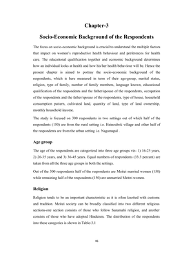 Chapter-3 Socio-Economic Background of the Respondents