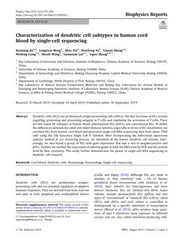 Characterization of Dendritic Cell Subtypes in Human Cord Blood by Single-Cell Sequencing