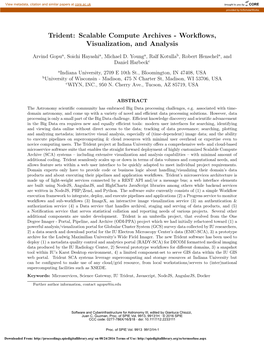Trident: Scalable Compute Archives - Workﬂows, Visualization, and Analysis