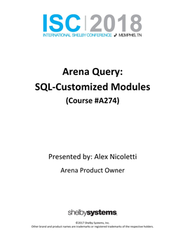 Arena Query SQL Customized Modulesa274