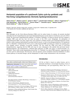 Horizontal Acquisition of a Patchwork Calvin Cycle by Symbiotic and Free-Living Campylobacterota (Formerly Epsilonproteobacteria)