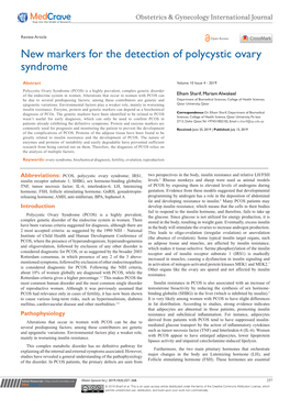 New Markers for the Detection of Polycystic Ovary Syndrome