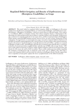 Regulated Deficit Irrigation and Density of Erythroneura Spp