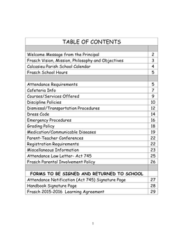 Table of Contents