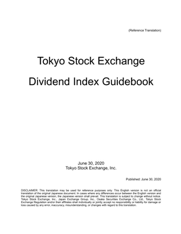 Tokyo Stock Exchange Dividend Index Guidebook