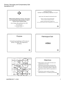 Purpose Pathological Gait Objectives