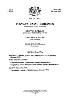 Penyata Rasmi Parlimen Parliamentary Debates