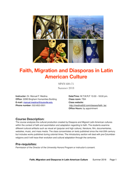 Faith, Migration and Diasporas in Latin American Culture