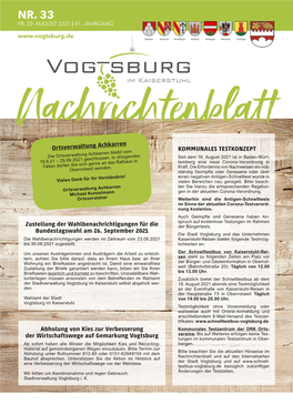 Nachrichtenblatt KW 33 Vom 20.08.2021