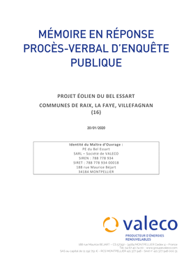 Projet Éolien Du Bel Essart Communes De Raix, La Faye, Villefagnan