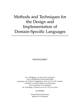 Methods and Techniques for the Design and Implementation of Domain-Speciﬁc Languages