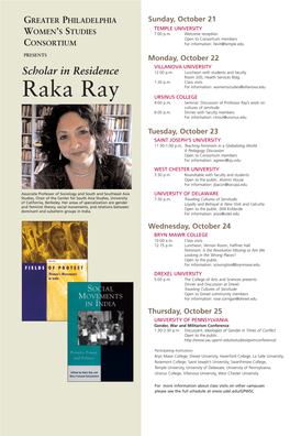 Raka Ray URSINUS COLLEGE 4:00 P.M