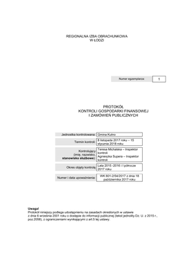 Protokół Kontroli Gospodarki Finansowej I Zamówień Publicznych