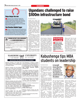 Ugandans Challenged to Raise $100M Infrastructure Bond