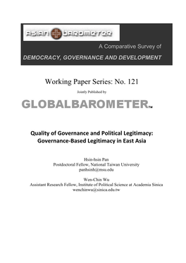 Quality of Governance and Political Legitimacy: Governance-Based Legitimacy in East Asia