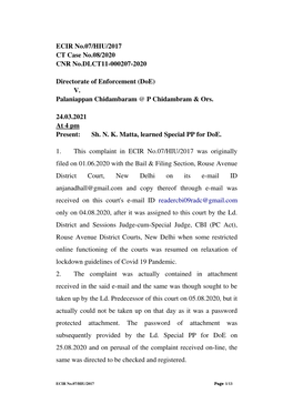 ECIR No.07/HIU/2017 CT Case No.08/2020 CNR No.DLCT11­000207­2020