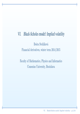 VI. Black-Scholes Model: Implied Volatility