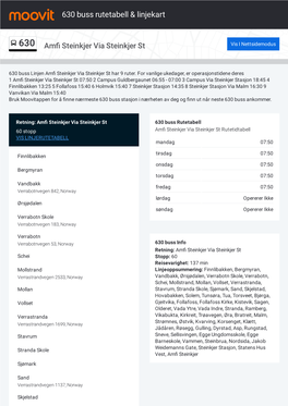 Vis PDF: 630 Rutetabell, Stopp Og Kart