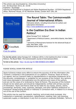 Is the Coalition Era Over in Indian Politics? Adnan Farooquia & E