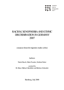 Racism, Xenophobia and Ethnic Discrimination in Germany 2007