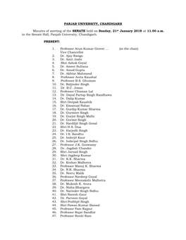 PANJAB UNIVERSITY, CHANDIGARH Minutes of Meeting