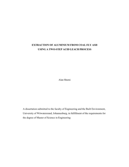 Extraction of Aluminium from Coal Fly Ash Using a Two-Step Acid Leach Process