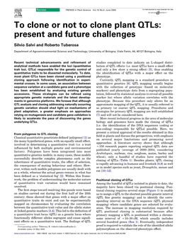 To Clone Or Not to Clone Plant Qtls: Present and Future Challenges