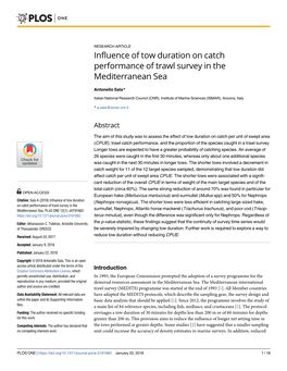 Influence of Tow Duration on Catch Performance of Trawl Survey in the Mediterranean Sea