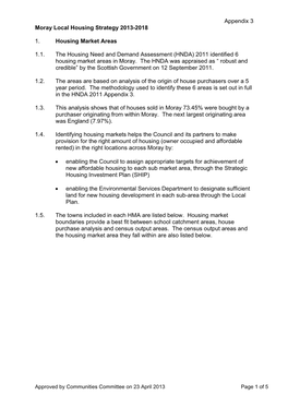 Appendix 3 Moray Local Housing Strategy 2013-2018