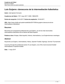 Luis Guijarro: Claroscuros De La Intermediación Futbolística