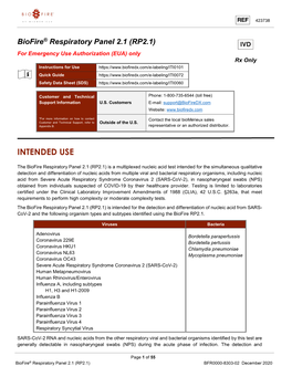 Biofire® Respiratory Panel 2.1 (RP2.1)