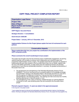 Cepf Final Project Completion Report