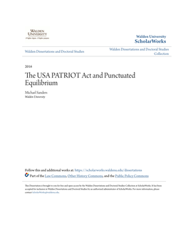 The USA PATRIOT Act and Punctuated Equilibrium