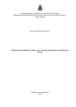 Universidade Estadual Do Sudoeste Da Bahia Programa De Pós-Graduação Em Letras, Cultura, Educação E Linguagens Leila Cardos