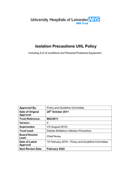 Isolation Precautions UHL Policy