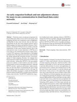 An Early Congestion Feedback and Rate Adjustment Schemes for Many-To-One Communication in Cloud-Based Data Center Networks