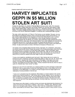 HARVEY IMPLICATES GEPPI in $5 MILLION STOLEN ART SUIT! October 24; Sad Sack, Inc