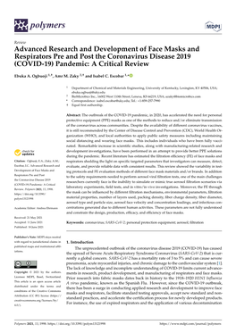 Advanced Research and Development of Face Masks and Respirators Pre and Post the Coronavirus Disease 2019 (COVID-19) Pandemic: a Critical Review