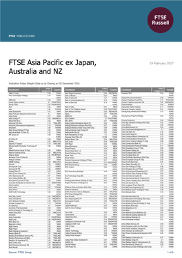 FTSE Asia Pacific Ex Japan, Australia and NZ