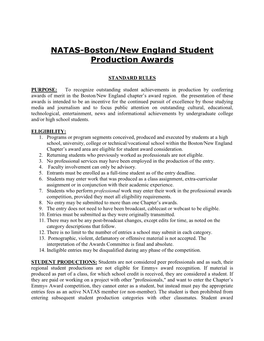 NATAS-Boston/New England Student Production Awards