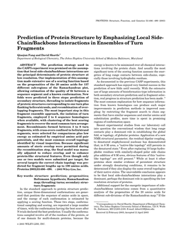 Prediction of Protein Structure by Emphasizing Local Side- Chain/Backbone Interactions in Ensembles of Turn Fragments