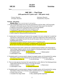 Final Exam Parasitology