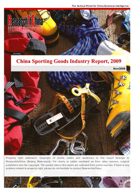 China Sporting Goods Industry Report, 2009